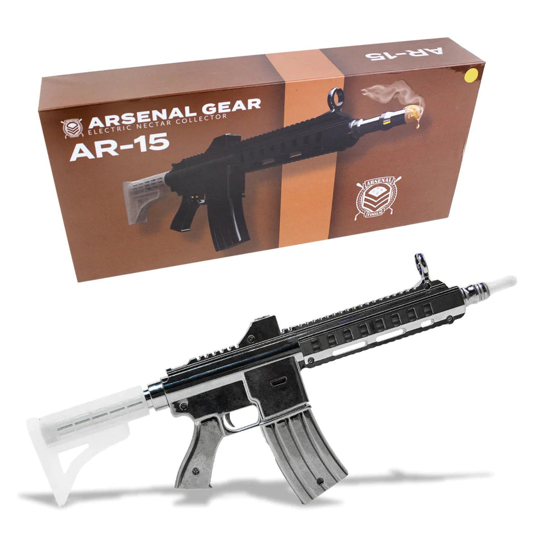 Arsenal Gear AR-15 Electric Nectar Collector — Black rifle-styled electric nectar collector, detail view