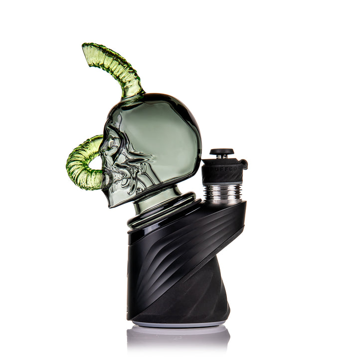 MJ Arsenal Grim Ripper Peak Top on Puffco Peak device – Halloween edition glass attachment in green tint