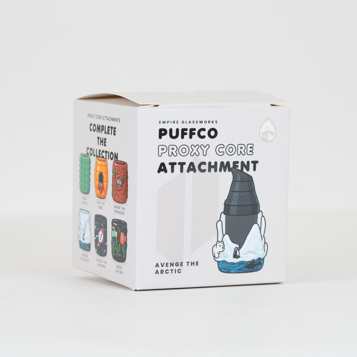 Empire Glassworks Avenge The Arctic Puffco Proxy Core Attachment, retail box.