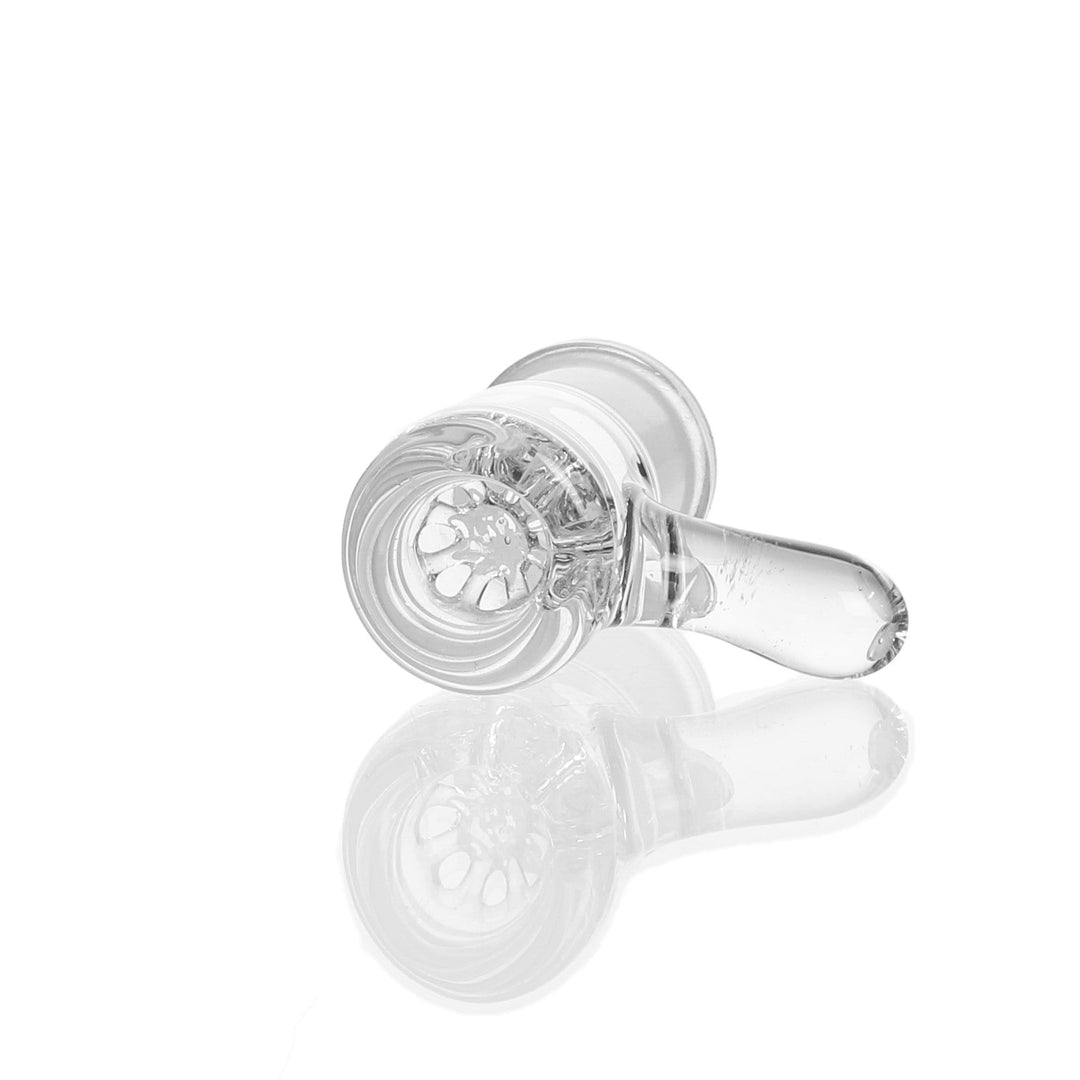 Ben Wilson 14mm Female Disc Screen Slide — clear glass slide with built-in disc screen, alternate angle