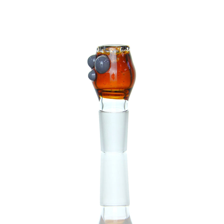 Ben Wilson - Full Color Disc Screen Slide in amber with dark gray marbles, handblown glass accessory made in the USA, approx. 2.5" tall.