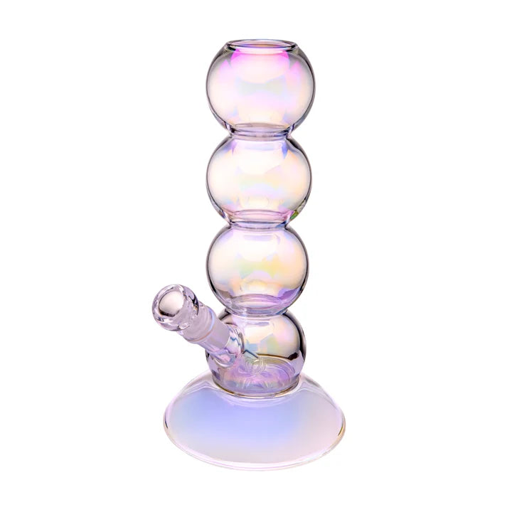 Top-down left view of the BigFun! 10 inch Bubble Bong looking over the mouthpiece and bubble column