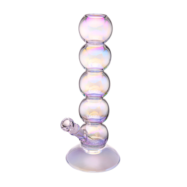 Left angled view of the BigFun! 13 inch Bubble Bong showing the iridescent colour shifting across the bubble curves