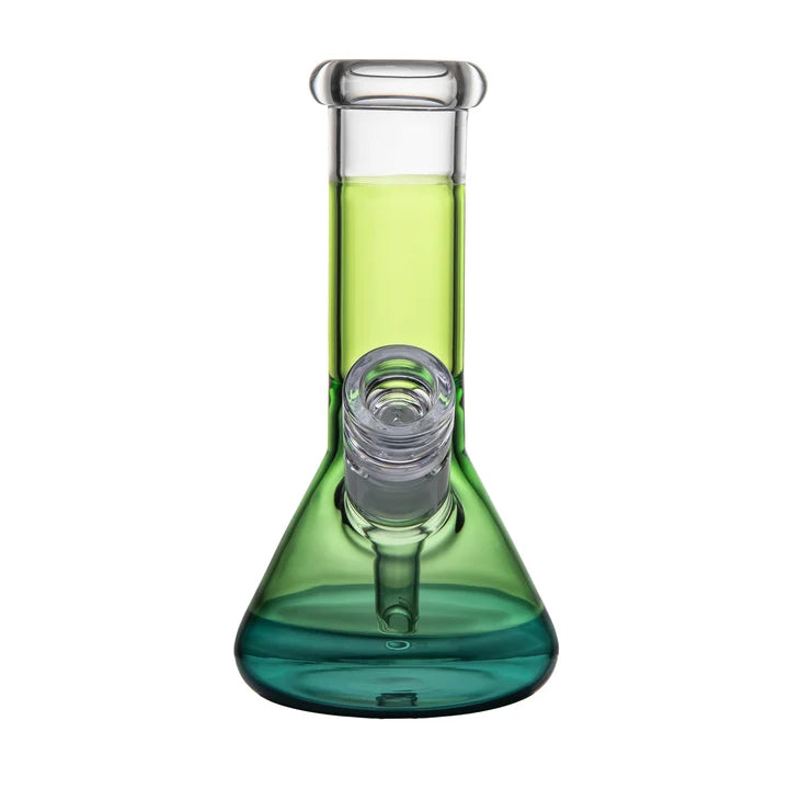 BigFun! 8" Tricolor Bong in Canopy, front view, showing the 14mm bowl seated in the downstem above the wide 5-inch base