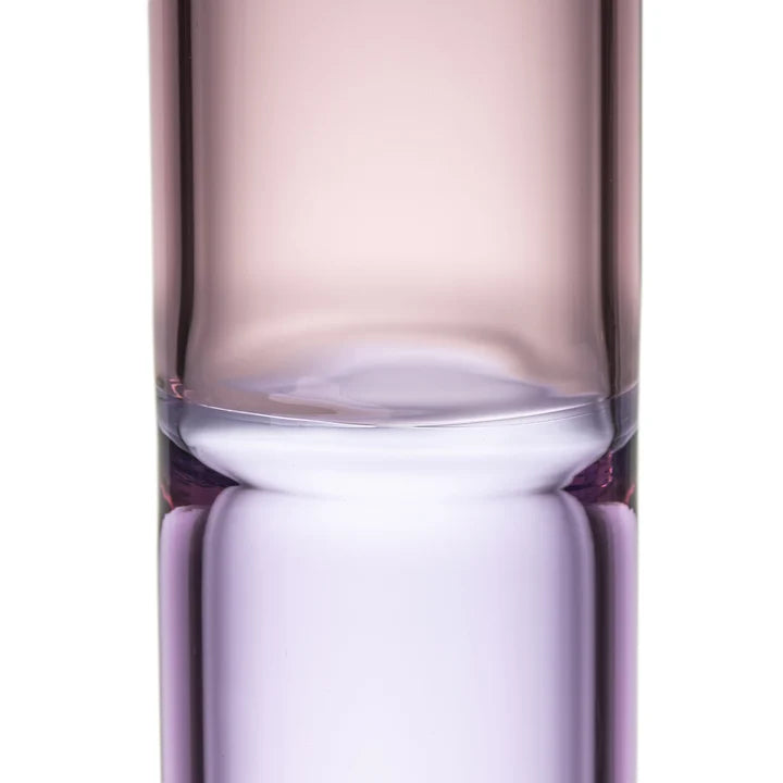 Close-up of the neck on the BigFun! 8" Tricolor Bong in Sorbet, showing the thickness of the borosilicate glass