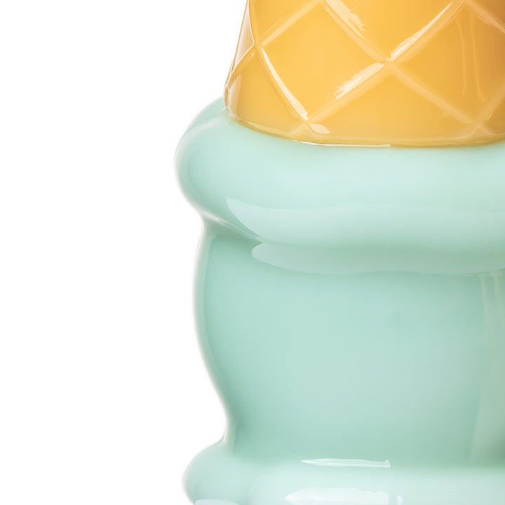 Detail of the soft-serve swirl on the BigFun! Ice Cream Peak Top, with the color worked into the glass rather than painted on
