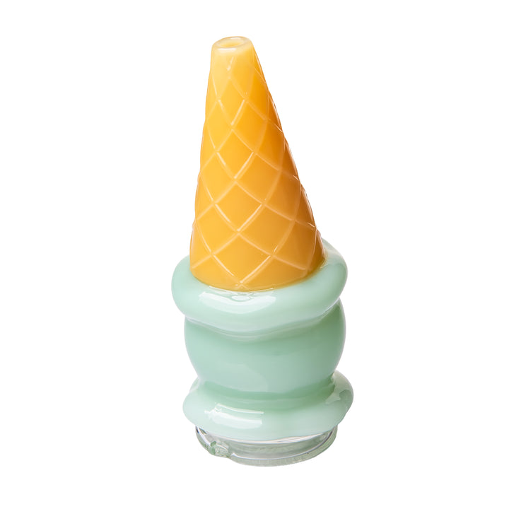 Mouthpiece view of the BigFun! Ice Cream Peak Top looking down into the borosilicate opening