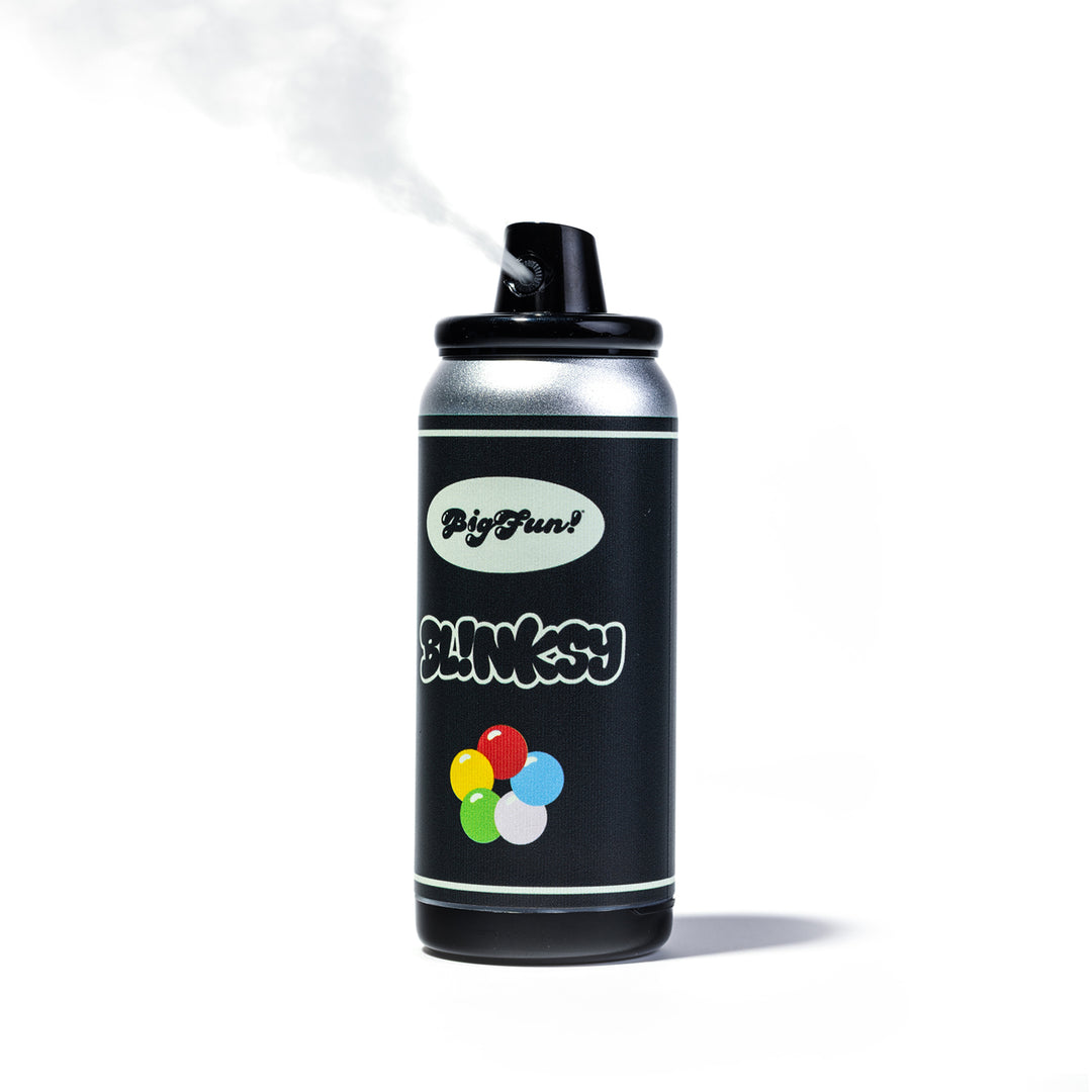 BigFun! Blinksy in Spray Mode, blowing a visible cloud of vapor out of the spray nozzle