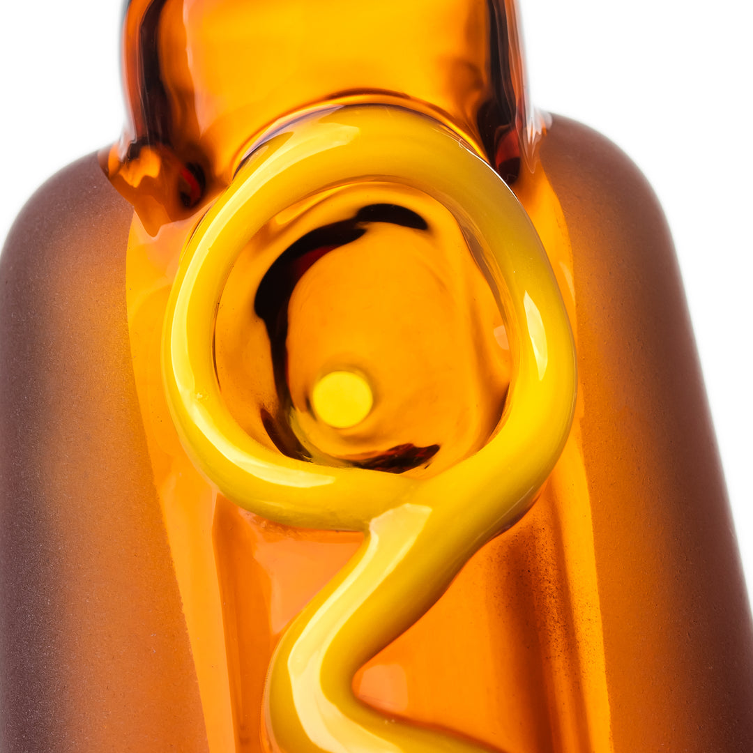 Close-up of the BigFun! Glizzy Hand Pipe 14mm bowl, a full-size packing chamber built into the glass hot dog