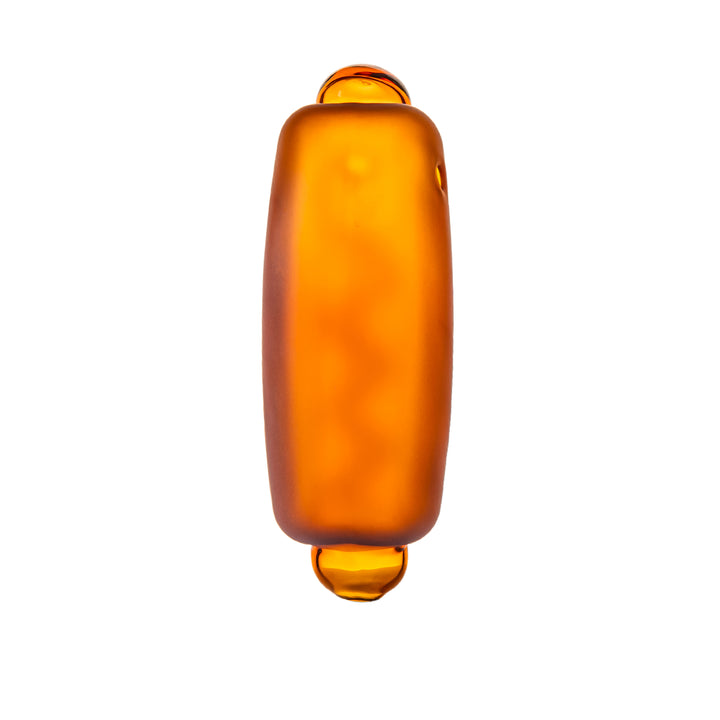 Bottom vertical view of the BigFun! Glizzy Hand Pipe showing the underside of the glass bun