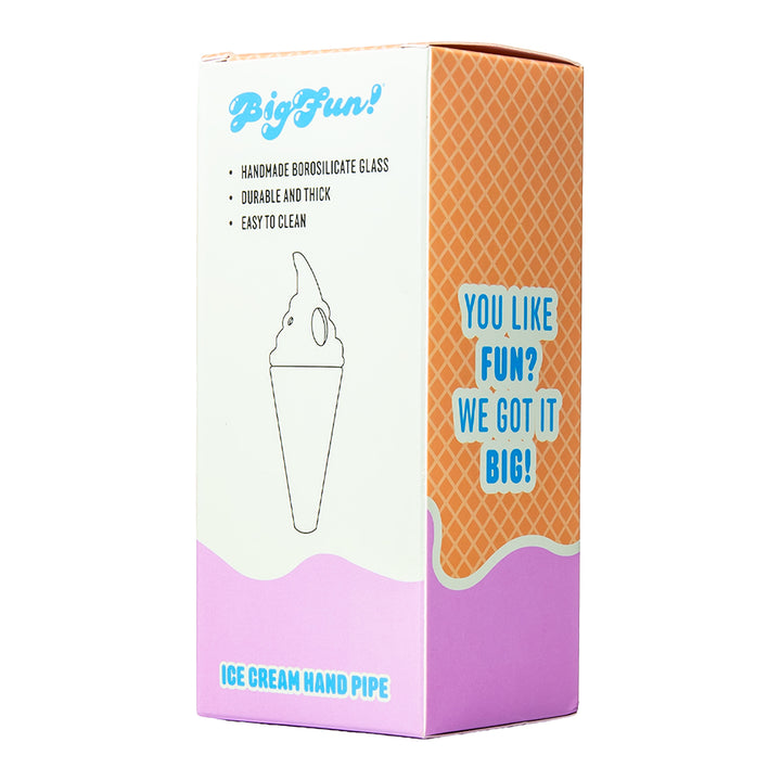 Back of the BigFun! Ice Cream Hand Pipe retail box showing product details