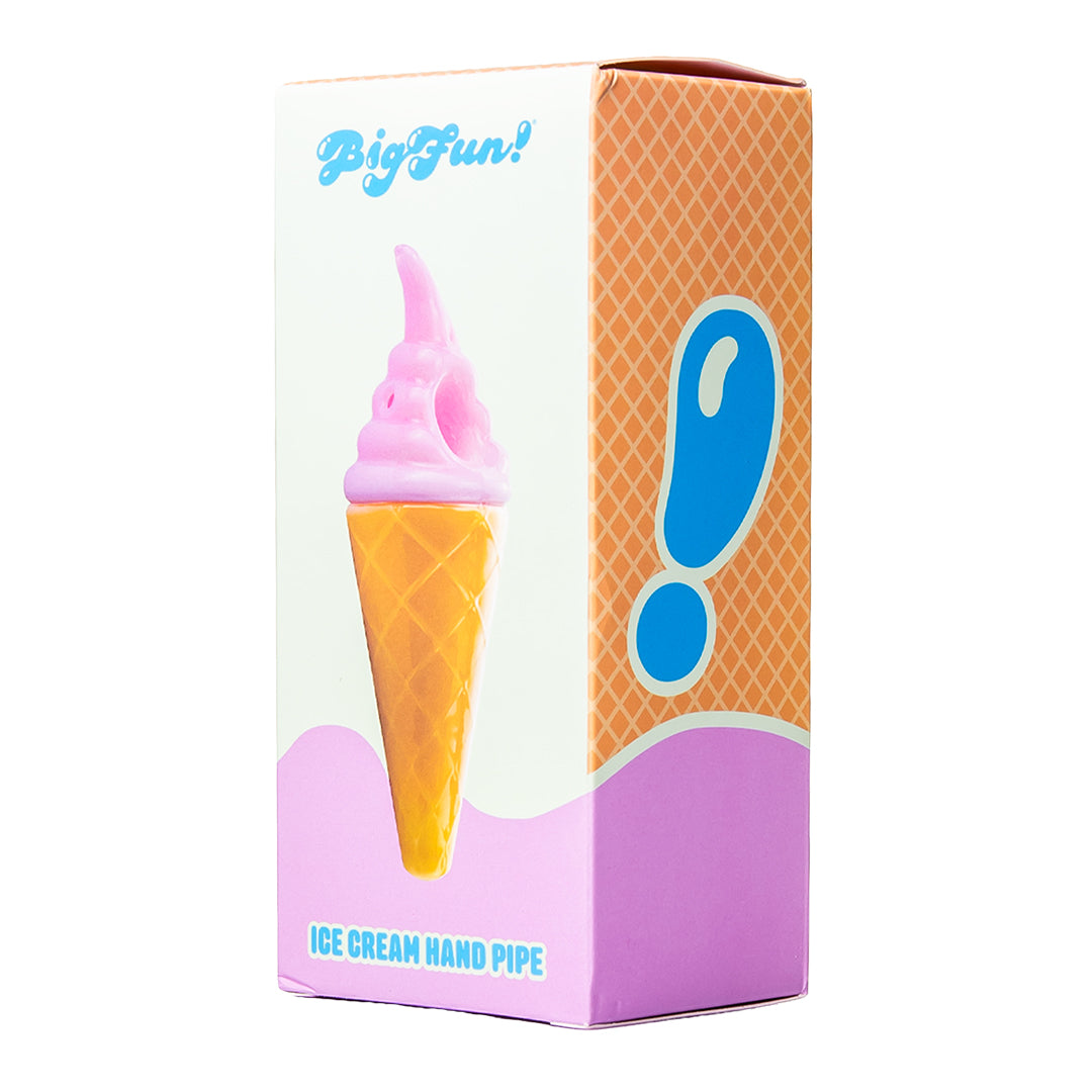 Front of the BigFun! Ice Cream Hand Pipe retail box with BigFun! branding, shown with the Strawberry colorway