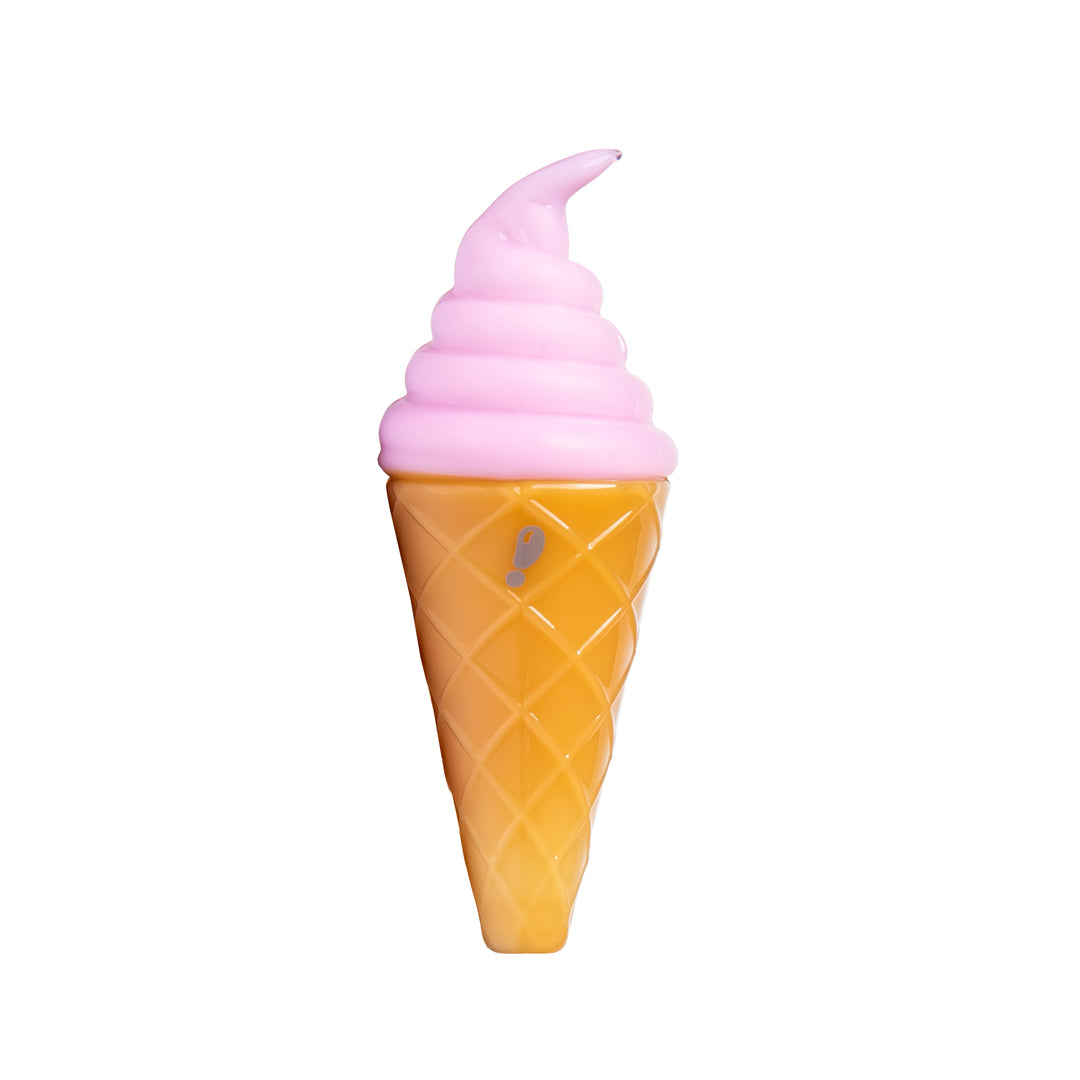 Back view of the BigFun! Ice Cream Hand Pipe in Strawberry, showing the swirl wrapping around to the rear of the cone