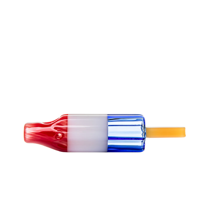 Side view of the BigFun! Pipesicle Red White Blue showing the left-side carb hole along the 6-inch popsicle body