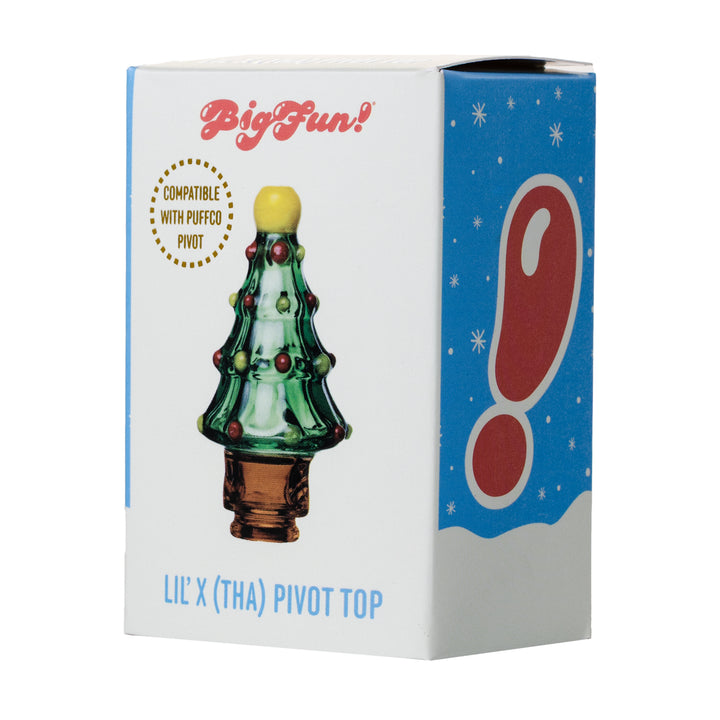 bigfun puffco pivot lil x christmas tree top retail box front with official bigfun branding