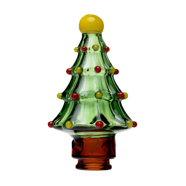 BigFun! Puffco Pivot Top Lil X Christmas tree glass attachment, front view showing layered tree design
