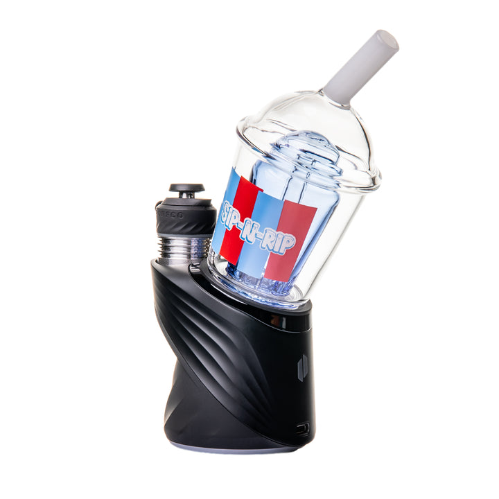 BigFun! Sip N Rip Peak Top mounted on a Puffco Peak, back-left view — device sold separately and not included