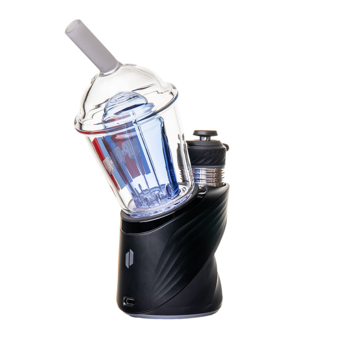BigFun! Sip N Rip Peak Top mounted on a Puffco Peak, back-right view — the Puffco Peak device is sold separately and not included