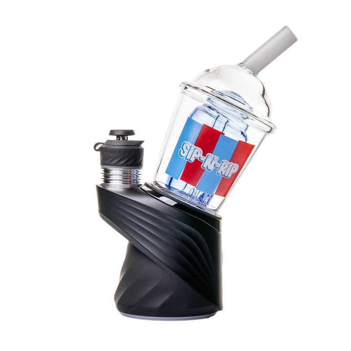 BigFun! Sip N Rip Peak Top mounted on a Puffco Peak, left side view — device sold separately and not included