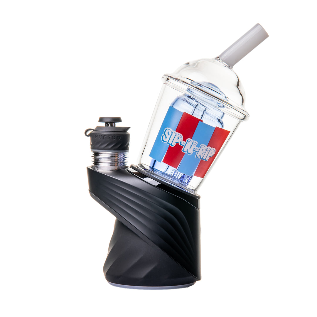 BigFun! Sip N Rip Peak Top mounted on a Puffco Peak, left side view — device sold separately and not included