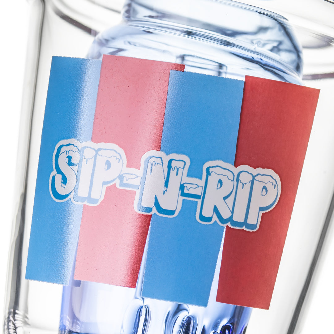 Sip N Rip logo detail on the BigFun! Peak Top glass attachment