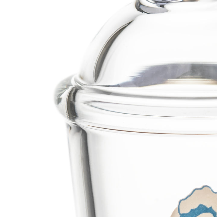 Detail of the slushie cup design on the BigFun! Sip N Rip Pivot Top, showing the cup body and lid shaping in borosilicate glass