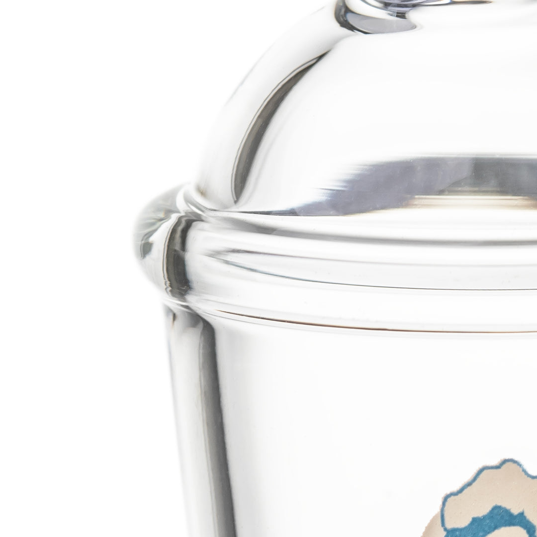 Detail of the slushie cup design on the BigFun! Sip N Rip Pivot Top, showing the cup body and lid shaping in borosilicate glass