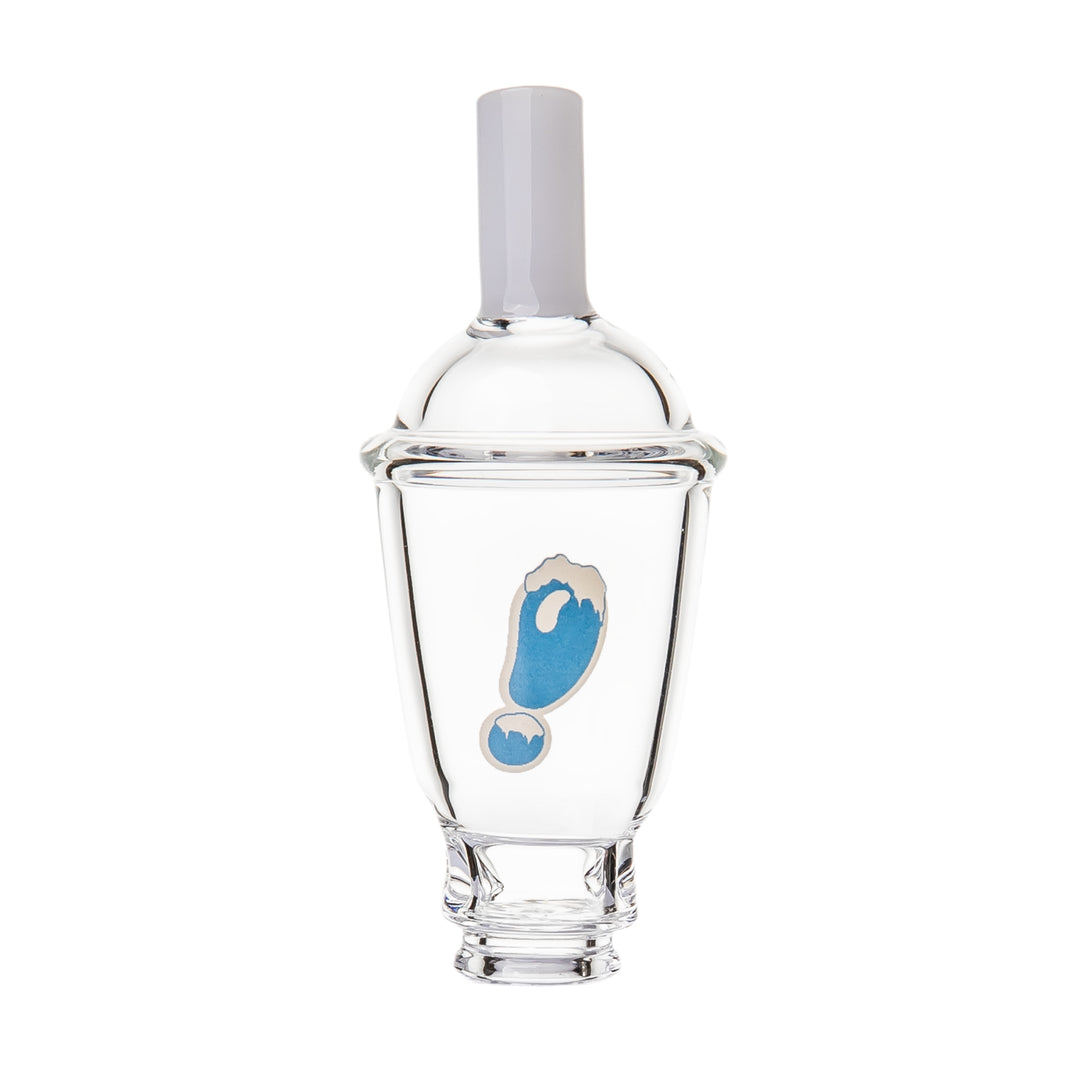 BigFun! Sip N Rip Pivot Top shown from the front, a 3.1-inch handmade borosilicate glass slushie cup attachment for the Puffco Pivot