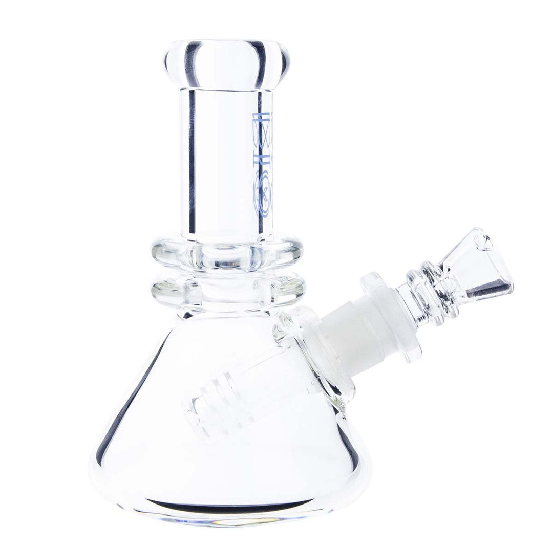 Biohazard 5-inch heavy beaker bong — blue glass mini water pipe, side detail