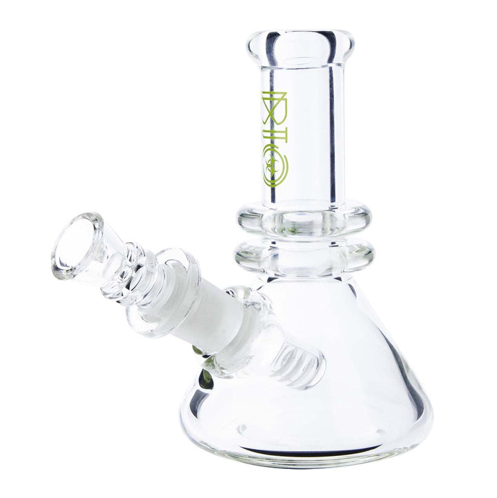 Biohazard 5-inch heavy beaker bong — green thick glass mini water pipe with ice pinch
