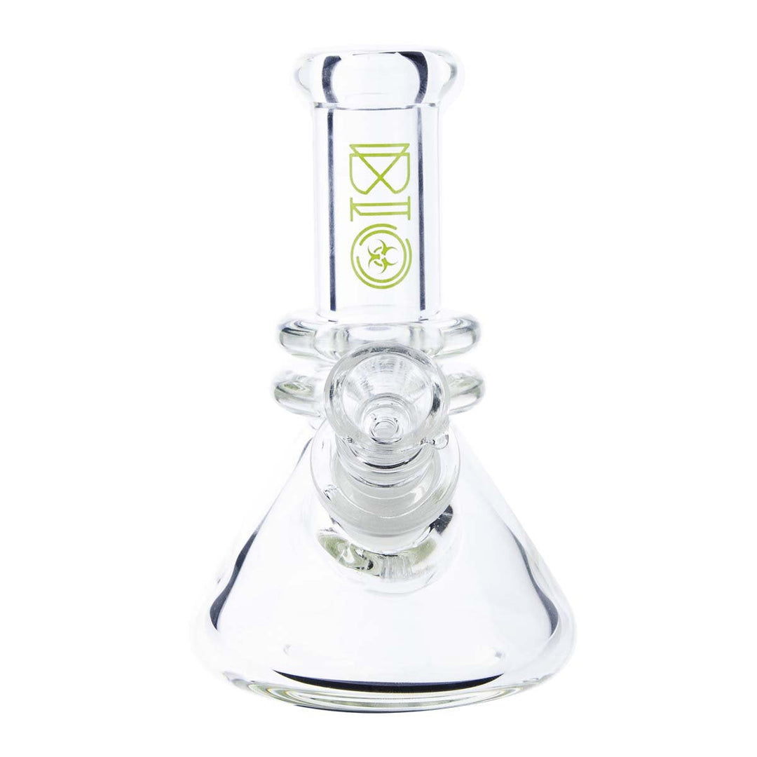 Biohazard 5-inch heavy beaker bong — green glass mini water pipe, side detail