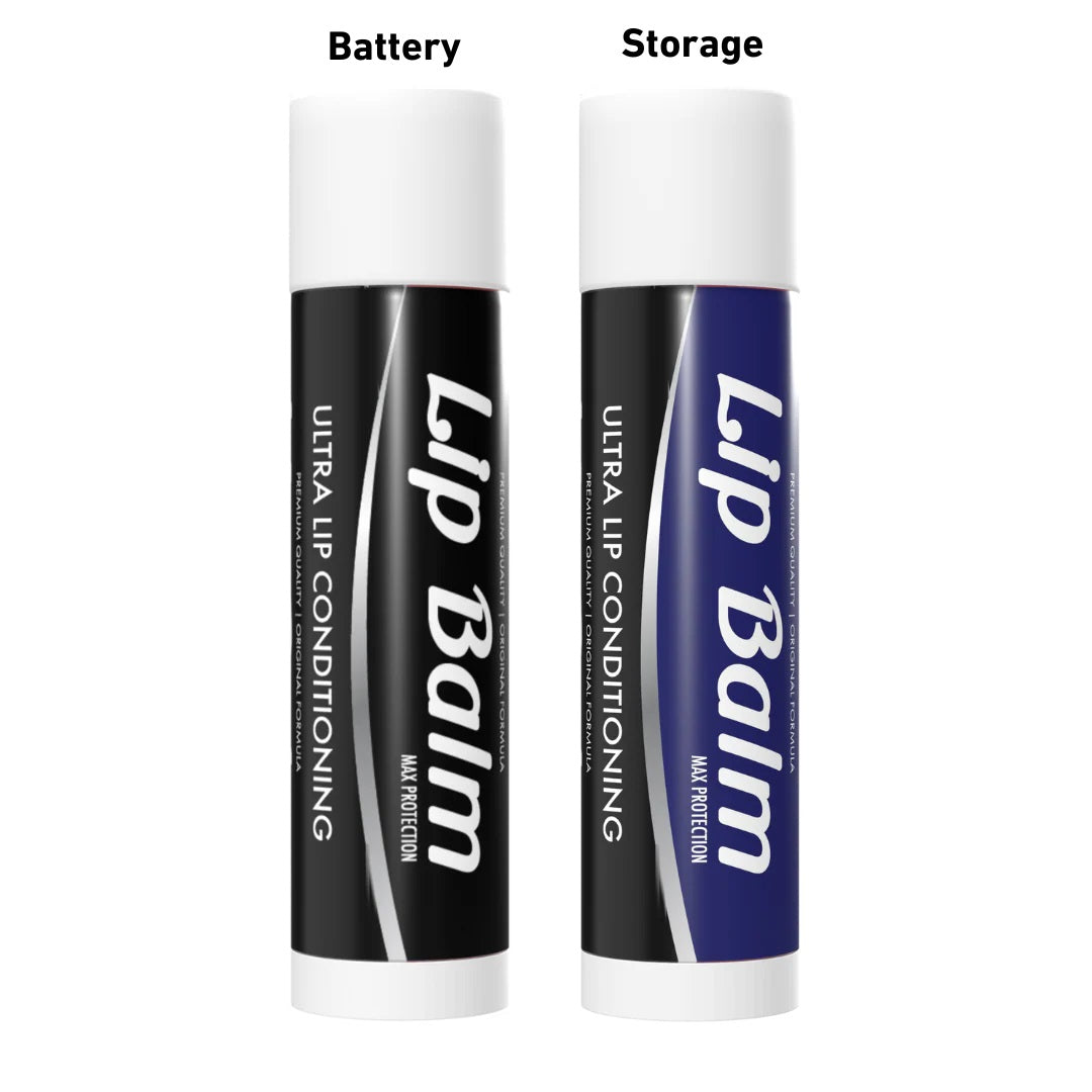 Penjamin Lip Balm Battery and storage container side by side