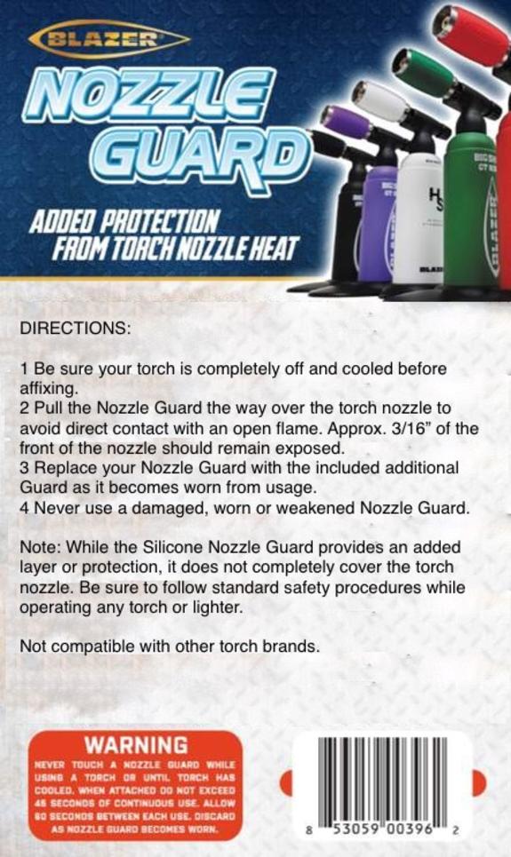 Blazer Big Shot silicone nozzle guard — red and black torch tip guard, alternate angle