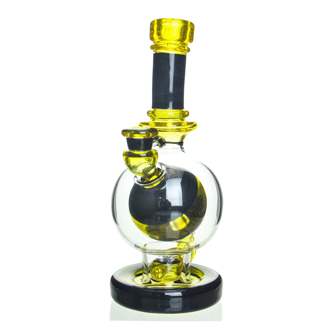 Brent Martindale 7 inch Ball Rig in Yellow, UV-reactive signed dab rig