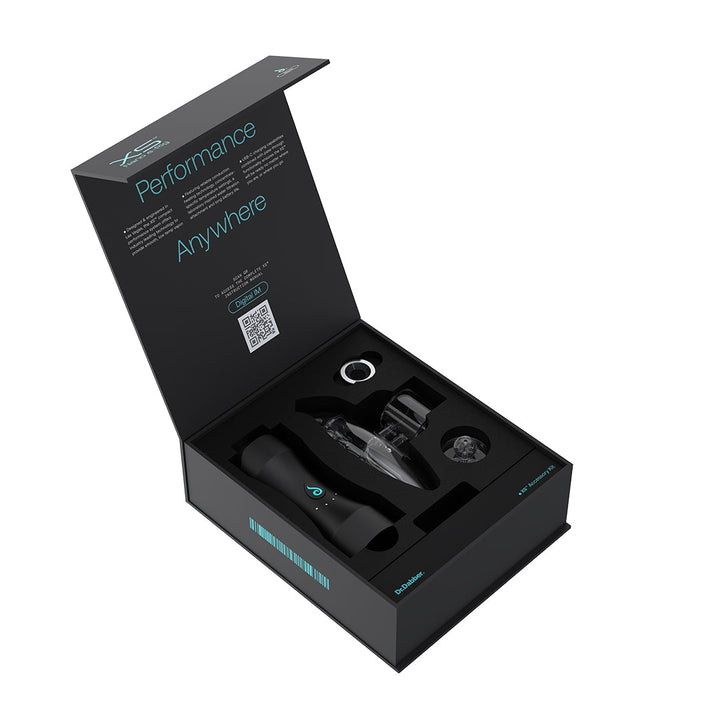 Dr. Dabber XS Concentrate Vaporizer complete kit in branded packaging, includes vaporizer, bubbler, and accessories.