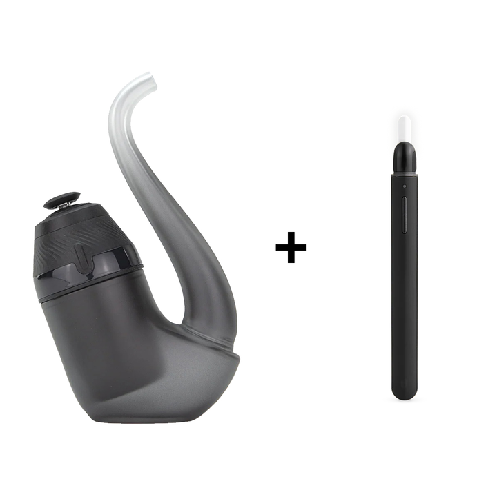 Puffco Proxy vaporizer with Puffco Hot Knife bundle showing complete portable concentrate setup with glass pipe and heated loading tool