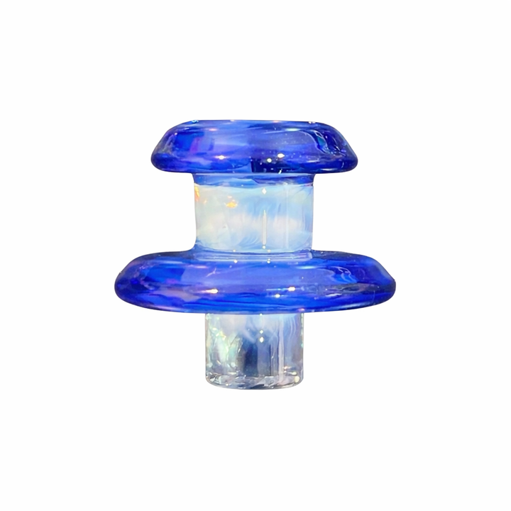 Two Tone UFO Tower Cap by Campfire Quartz – Dual Color Carb Cap for Tower Quartz Bangers blue opaline