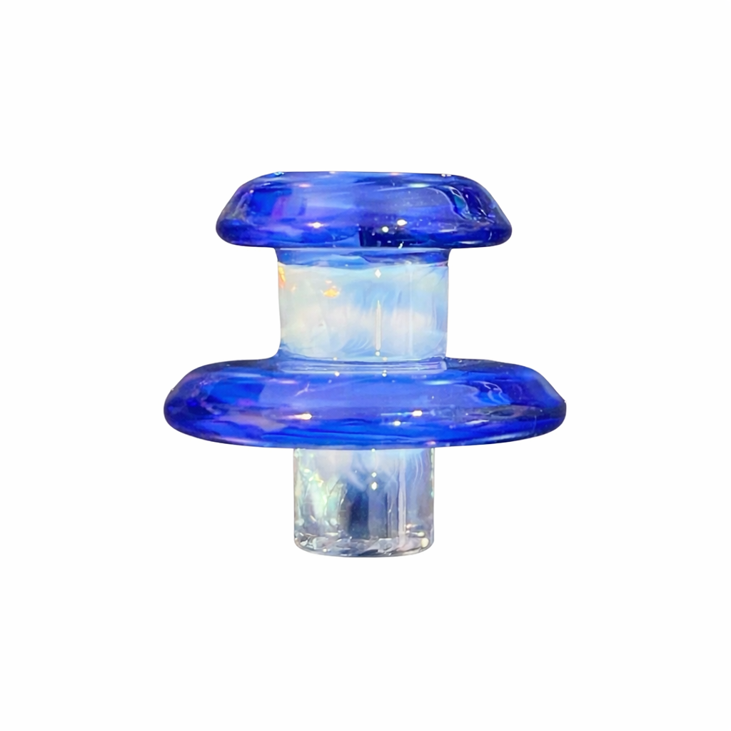 Two Tone UFO Tower Cap by Campfire Quartz – Dual Color Carb Cap for Tower Quartz Bangers blue opaline