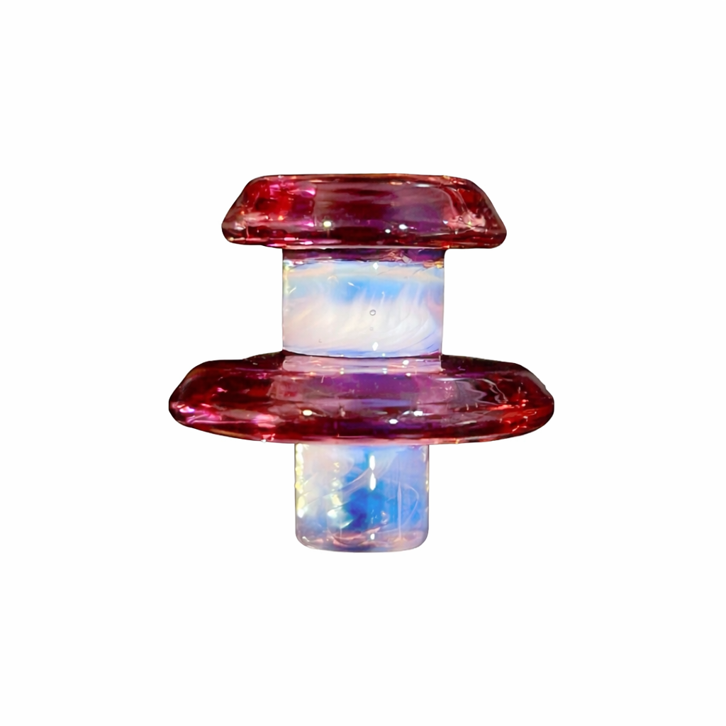 Two Tone UFO Tower Cap by Campfire Quartz – Dual Color Carb Cap for Tower Quartz Bangers pink opaline