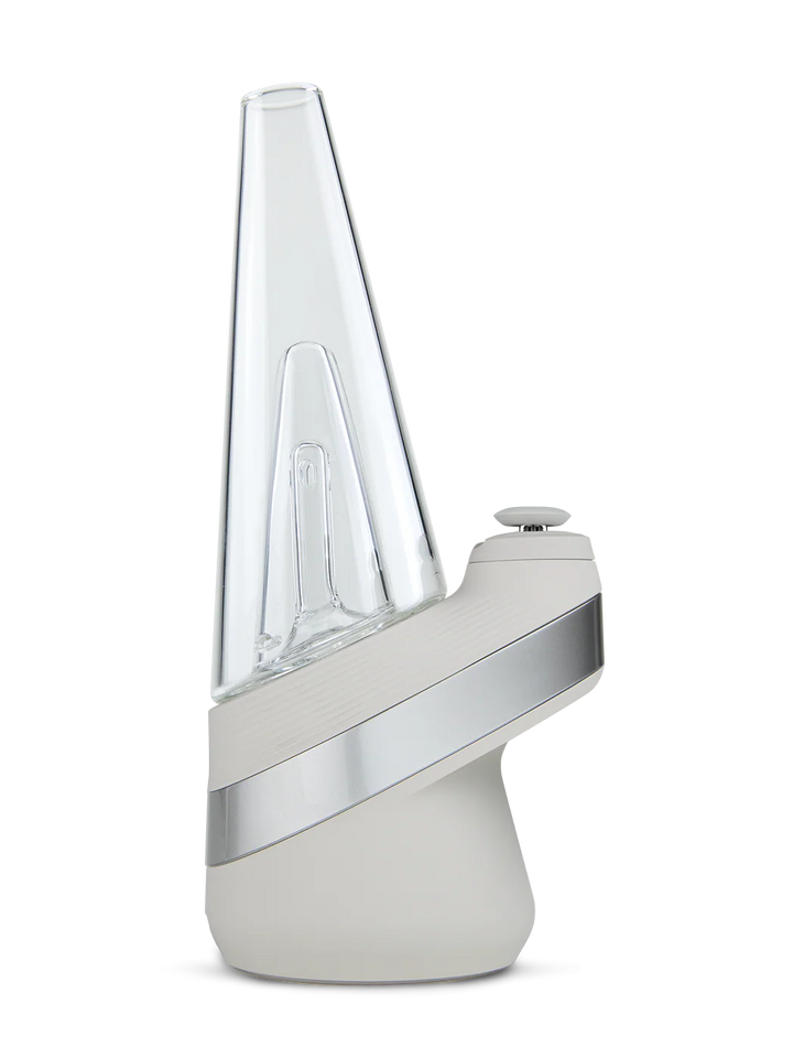 Puffco Peak in Cloud – profile view showing vapor path and modern white design.