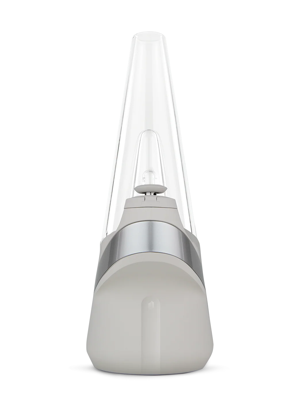 Puffco Peak Cloud – straight-on view highlighting LED band and white finish.