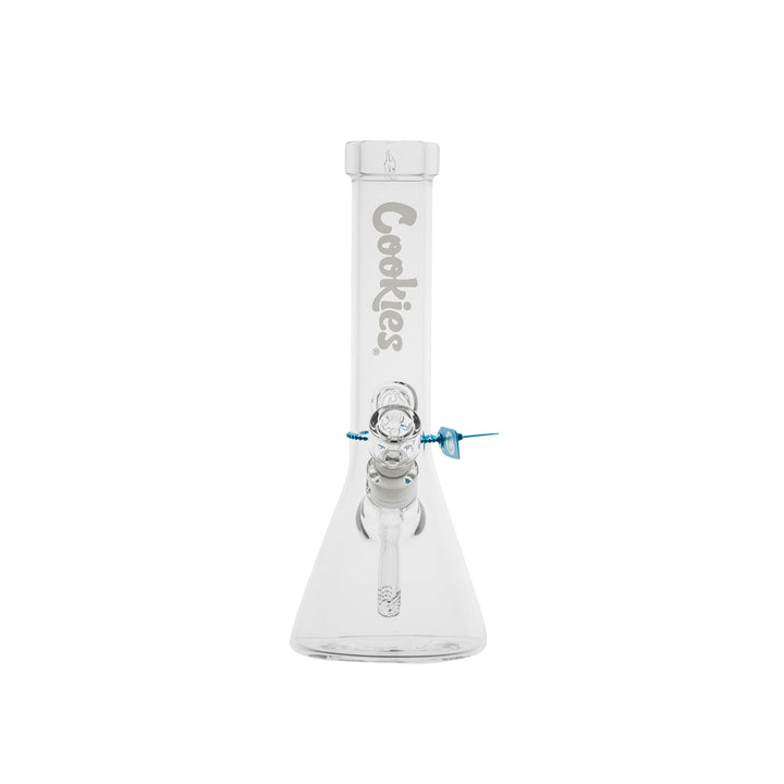 Cookies SF Original Beaker — White colorway beaker water pipe, front view