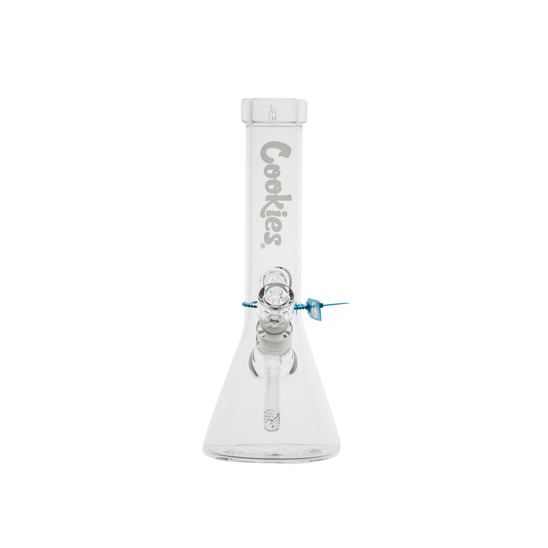 Cookies SF Original Beaker — White colorway beaker water pipe, front view