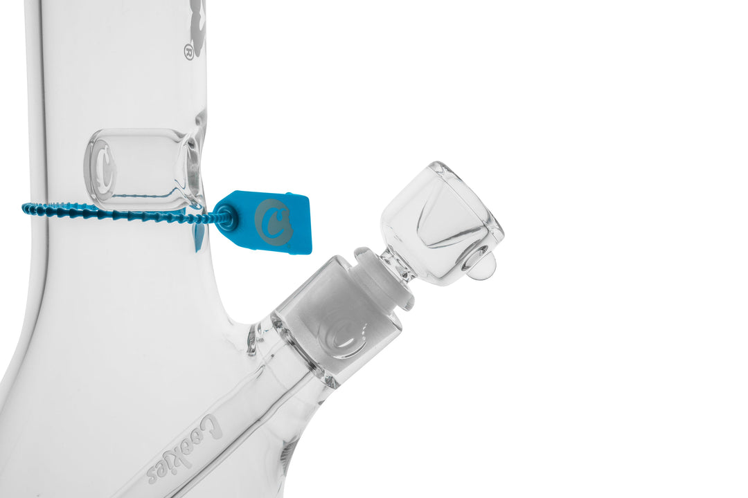 Cookies SF Original Beaker — White colorway beaker water pipe, joint detail