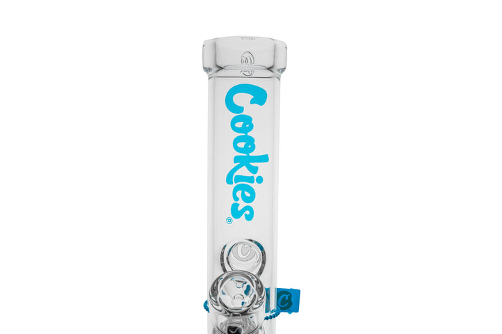 Cookies SF Original Straight — Blue colorway straight tube water pipe, side profile