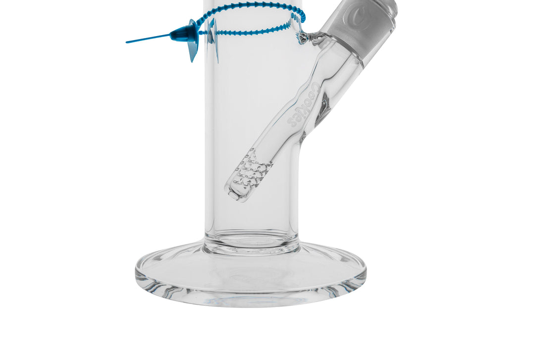 Cookies SF Original Straight — Blue colorway straight tube water pipe, back view