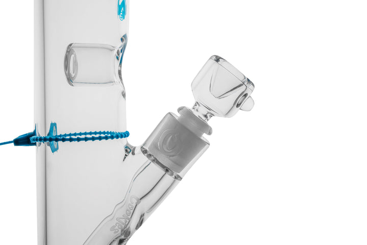 Cookies SF Original Straight — Blue colorway straight tube water pipe, joint detail