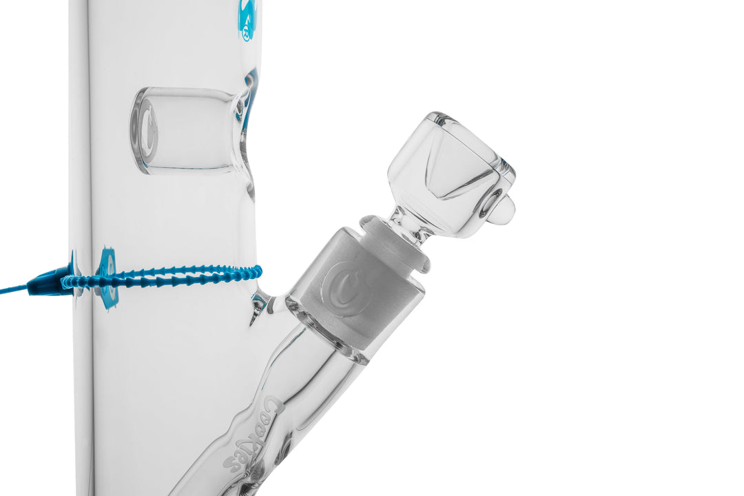 Cookies SF Original Straight — Blue colorway straight tube water pipe, joint detail