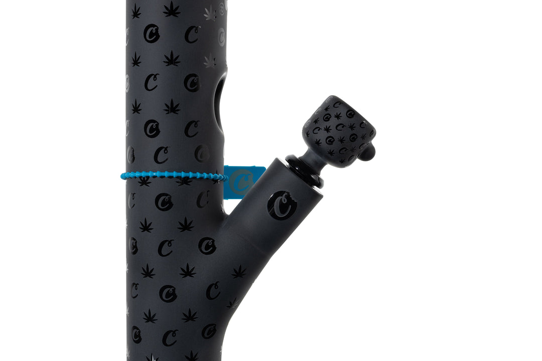 Cookies SF V Straight — Black colorway straight tube water pipe, back view