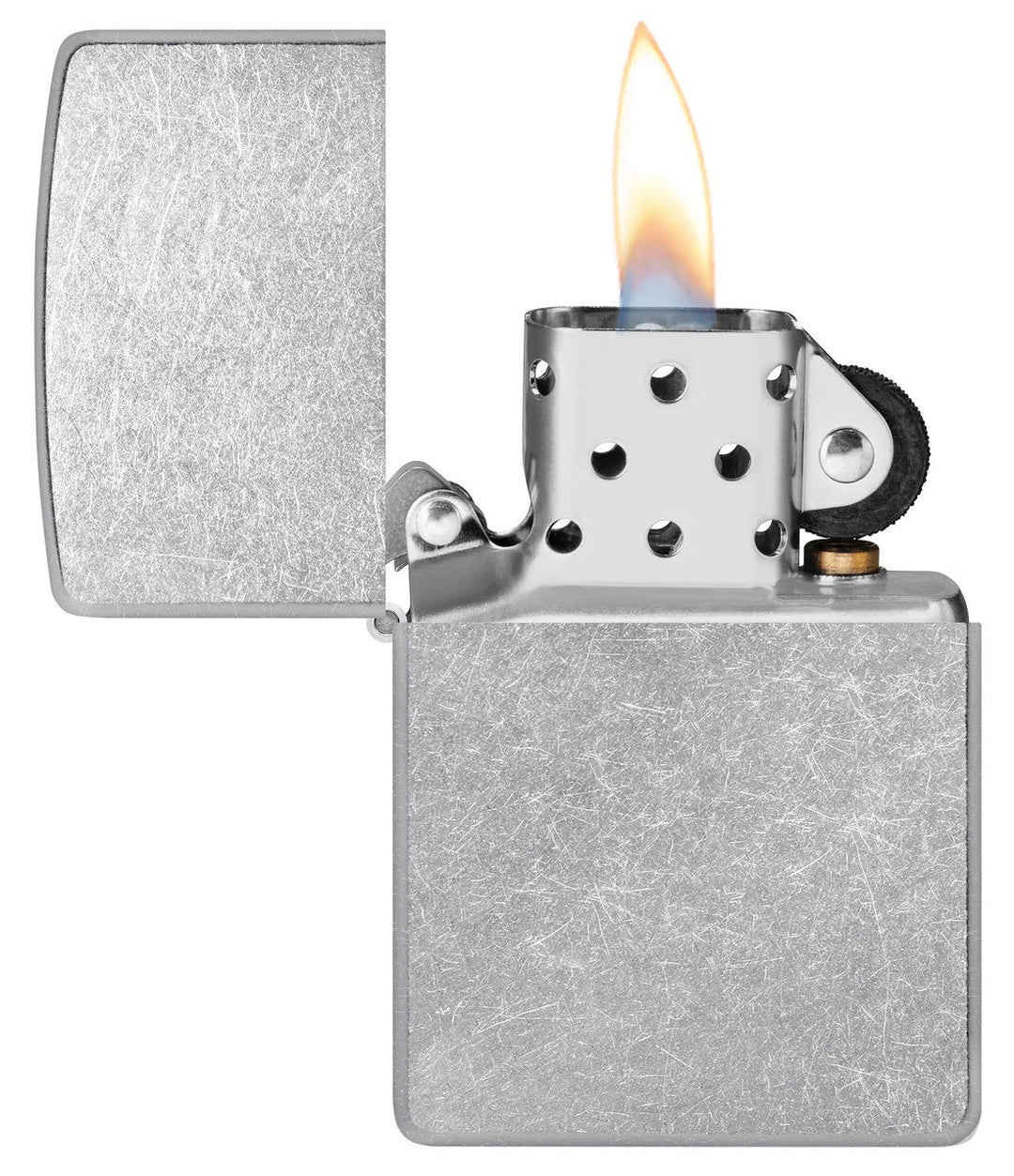 Zippo - Classic Street Chrome lighter with windproof flame, featuring a rugged brushed chrome finish. Ideal refillable gift made in the USA.
